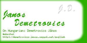 janos demetrovics business card